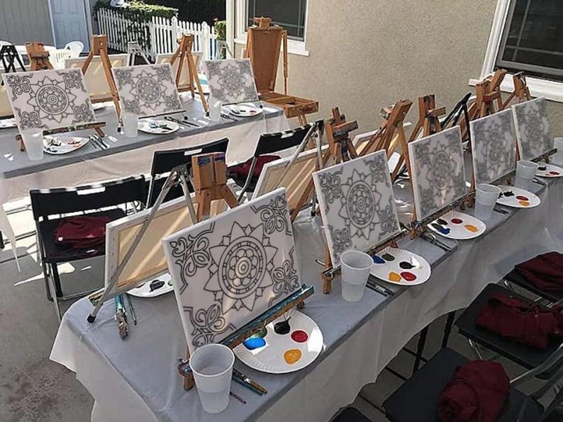 2 Pack Valentines Paint and Sip Kit for Couples, Pre Drawn Canvas Art ...