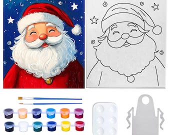 Santa Saint Nicholas Pre Drawn Canvas Paint Party Father Christmas Old Saint Nick Pere Noel Kids Adults
