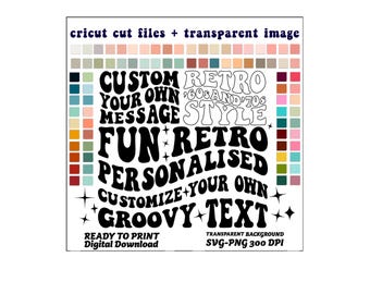 Custom Wavy Text PNG SVG, custom wavy font, custom wavy stacked letters,  wavy font custom wavy retro style  formats