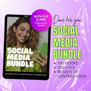 PLR Social Media Bundle with Master Resell Rights, PLR Digital Products, MRR Digital Products, Instagram Hooks, Social Media Content Planner