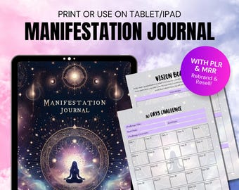 Manifestation Journal with Master Resell Right, PLR Digital Products, MRR, Vision Board, Spiritual Journal, Digital Planner, Manifesting