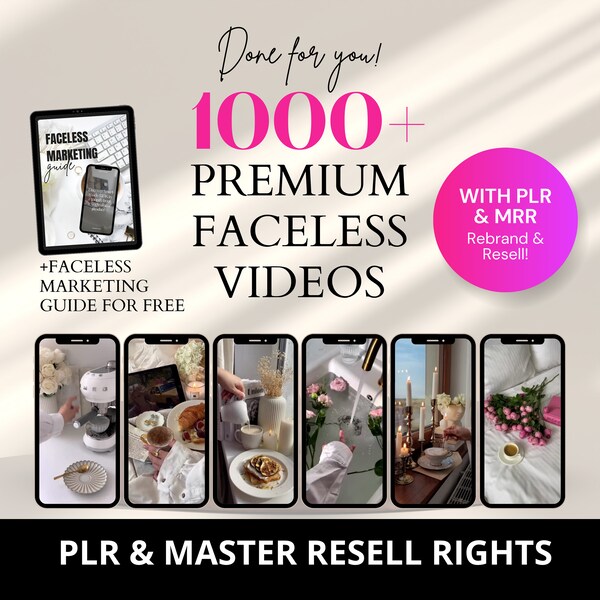 PLR Premium Faceless Videos with Master Resell Rights and PLR, Faceless Marketing Guide, PLR Digital Product, Faceless Reels, Reels Guide