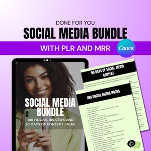 PLR Social Media Bundle with Master Resell Rights, PLR Digital Products, MRR Digital Products, Instagram Hooks, Social Media Content Planner