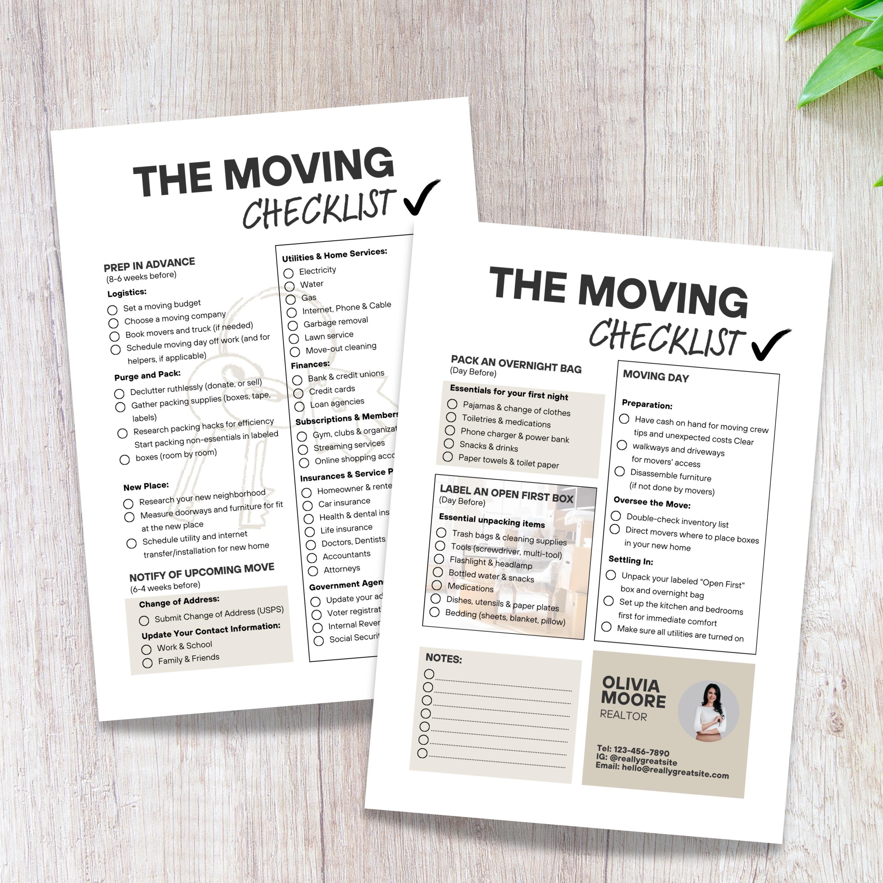 Real Estate Moving Checklist, Printable Moving Todo List, Moving
