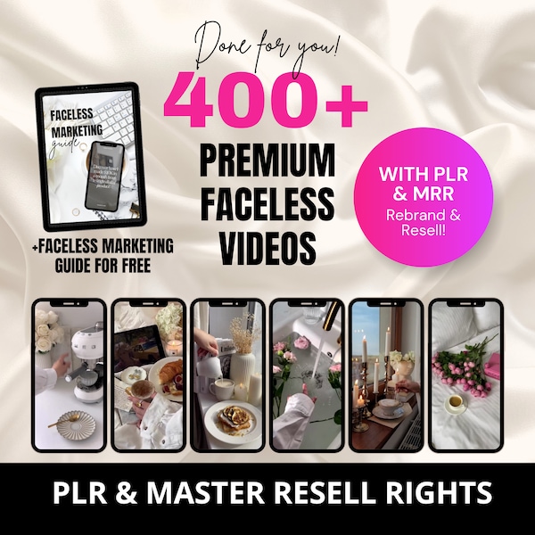 PLR Premium Faceless Videos mit Master Resell Right und PLR, Faceless Marketing Guide, Done For You, PLR Digital Produkt, Faceless Reels