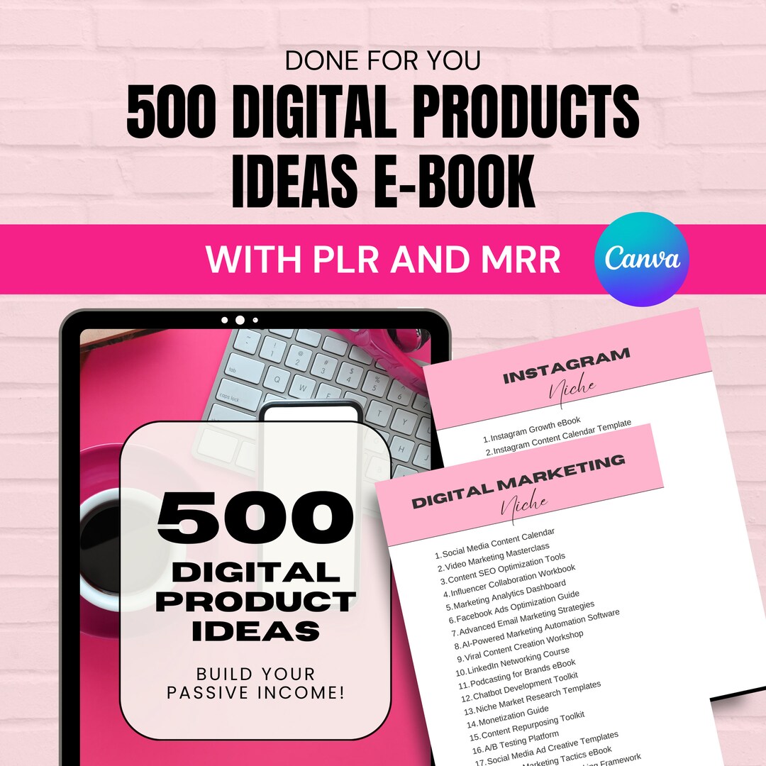 PLR 500 Digital Product Ideas for Passive Income, PLR Digital Produkt ...