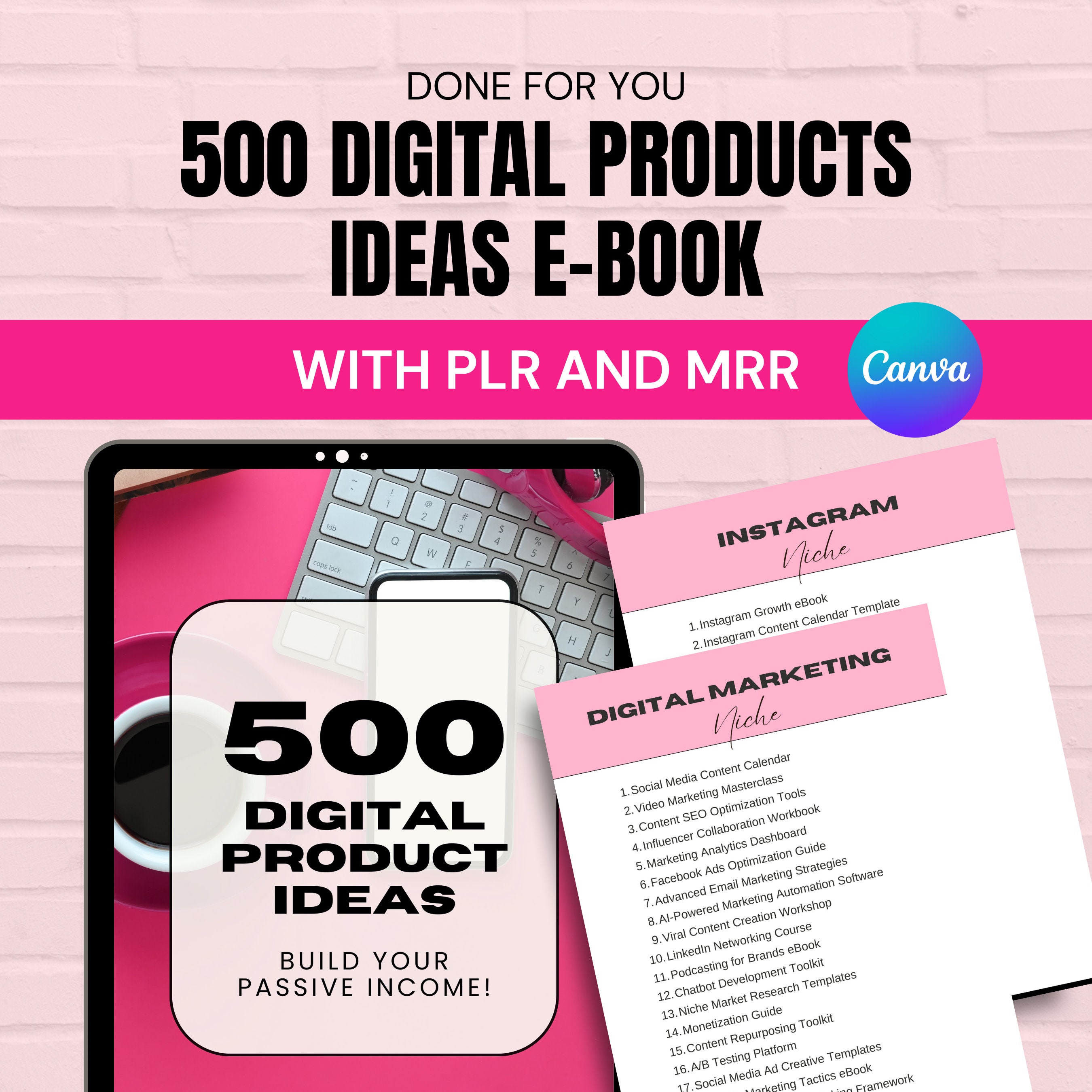 PLR 500 Digital Product Ideas for Passive Income, PLR Digital Produkt ...