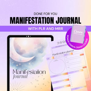 Manifestation Journal with Master Resell Right, PLR Digital Products, MRR, Vision Board, Digital Planner, Instant Download