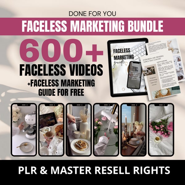 PLR Faceless Videos with Master Resell Rights and PLR, Faceless Marketing Guide, Done For You, PLR Digital Product, Faceless Reels