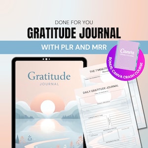 Diario della gratitudine PLR con diritti di rivendita master, prodotti digitali MRR e PLR, diario dell&#39;amore per se stessi, pianificatore digitale, consapevolezza e benessere