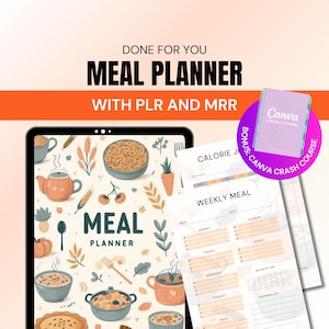 PLR Essensplaner mit Master Resell Right, Canva Vorlage, digitaler Essensplaner, PLR digitales Produkt, Abnehmplaner