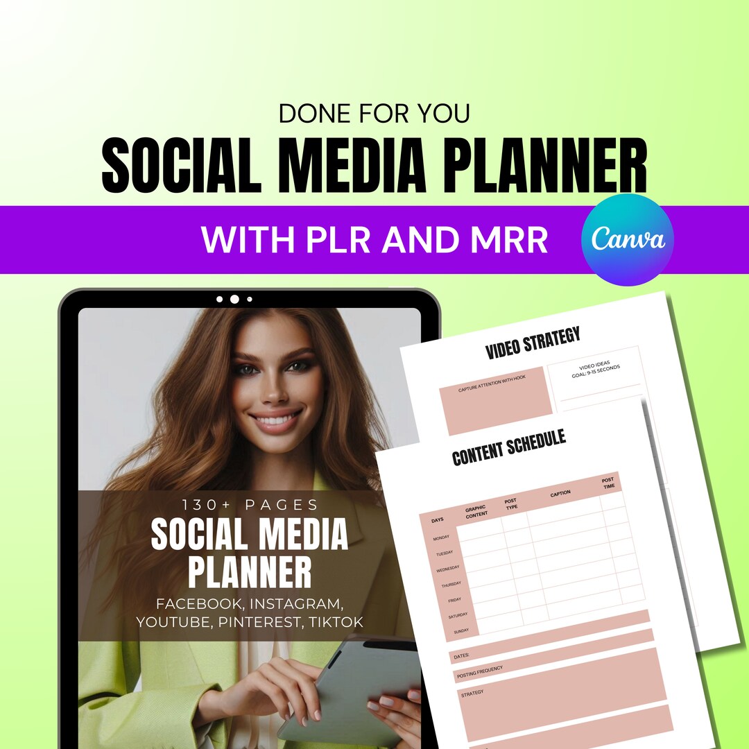 PLR Social Media Planner With Master Resell Rights, PLR Digital ...
