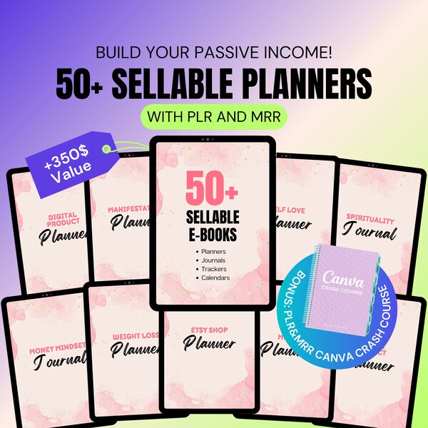 Planificadores vendibles PLR MRR, Producto digital PLR, Planificadores digitales, Derechos de reventa maestros, Planificador de reventa, Ingresos simplemente pasivos
