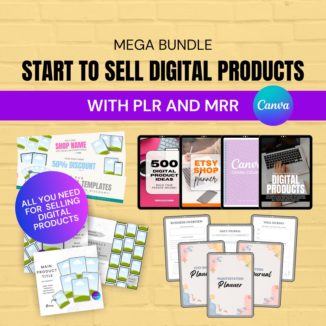 Sell Digital Products Bundle With PLR & MRR, PLR Digital Product, Canva ...