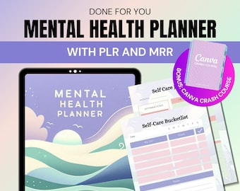Planificador de salud mental PLR con derechos maestros de reventa, Plantilla de Canva, Diario de salud mental imprimible, Producto digital PLR, Diario de ansiedad