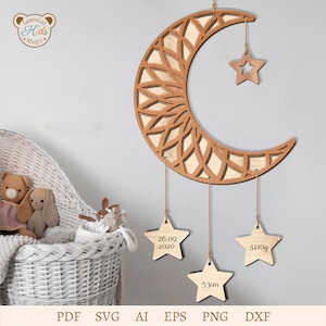 Babykamer dromenvanger lasergesneden sjabloon - png, svg, ai, pdf, dxf, eps