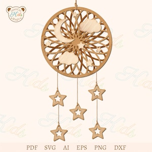 Zimmer Traumfänger Laser-Cut Vorlage - png, svg, ai, pdf, dxf, eps