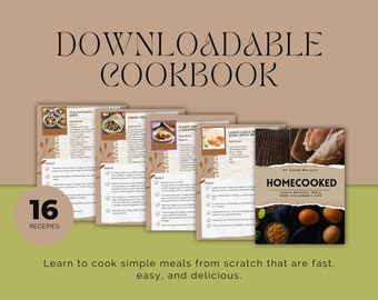 Digitales Kochbuch, 16 einfache Rezepte, hausgemachtes E-Book.