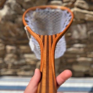 Medium Size - Pin Stripes - Walnut/Sapele - Fishing Net - Landing Net - Made in USA - Small Business