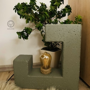 Lámpara de mesa de hormigón / Personalizada / Decoración del hogar de hormigón / Lámpara de diseño industrial / Regalo de lujo para él / Arte