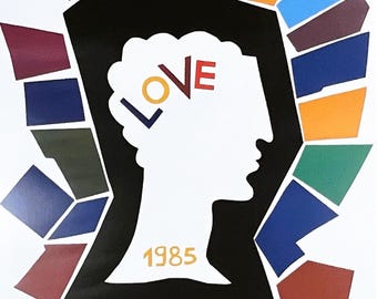 YSL Vintage 1984 LOVE Poster - Original Lithograph Print - Yves