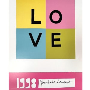 Yves Saint Laurent Poster - LOVE 1998 - Mode - Saint Laurent - Ikone - Neujahrs Poster - Wohnkultur - Wanddeko - YSL Foundation - Karo