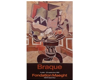 Affiche de l'exposition BRAQUE, 1980 - impression vintage - Galerie Maeght Paris