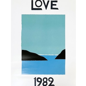 Poster Yves Saint Laurent - YSL LOVE 1982 - Poster du Nouvel An - Icône de la mode - Saint-Laurent - Bleu - Décoration d'intérieur - Déco murale - Fondation YSL