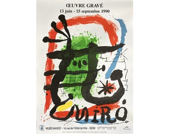 Affiche de l'exposition MIRO 1990 - Lithographie originale - Musée Mandet France - gravures anciennes - Art moderne