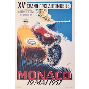 1957 MONACO Grandprix Plakat (alt. Version) - Seltene Vintage Edition - Großformat (68 x 100 cm) - Home Decor - Wanddekoration