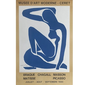 1980 MATISSE Litografia originale - Manifesto della mostra - Stampa vintage - Arte murale - Arte moderna - Collage - Nu Bleu I - Decorazione per la casa - Decorazione murale