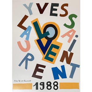 Póster de Yves Saint Laurent - LOVE 1988 - Moda - Saint-Laurent - Icono - Póster de Año Nuevo - Decoración del hogar - Decoración de pared - Fundación YSL
