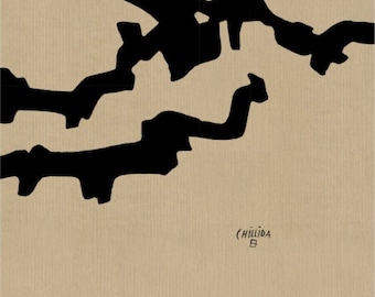 Plakat wystawowy Eduardo CHILLIDA 1982 - Duży rozmiar - Museo de Arte Abstracto - Rzeźba