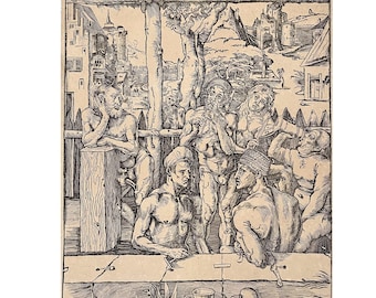 Albrecht Dürer woodcut - Men&#39;s bath - Christian art - Home Decor - Wall Decor