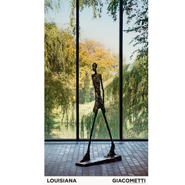 Affiche de l'exposition d'Alberto GIACOMETTI, Homme qui marche (1960) - Impression de musée - art moderne vintage