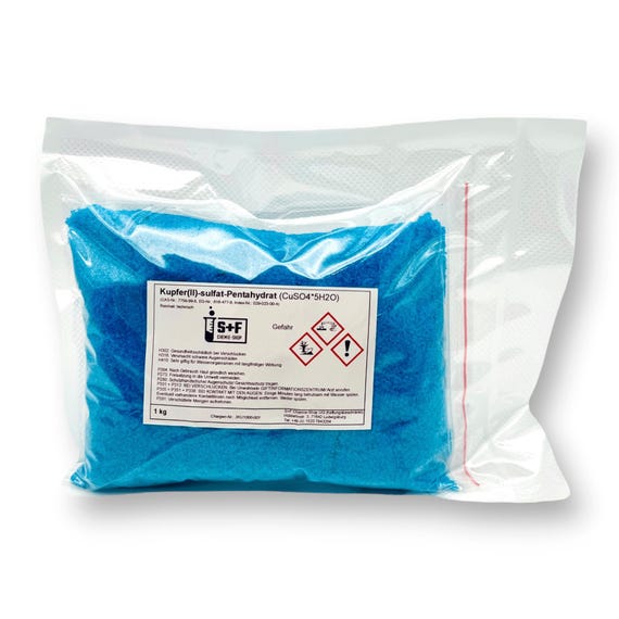 1kg - Kupfersulfat Pentahydrat (CuSO4*5H2O) Kupfervitriol: Pool / Garten /  Kristallzucht / Verkupfern / Galvanik / Dnger / Landwirtschaft - Etsy.de