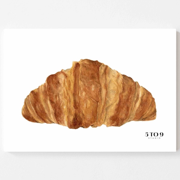 Croissant Watercolor Art Print | Food Art | Food Painting