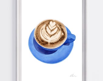 Cappuccino Watercolor Art Print | Latte Art Decor
