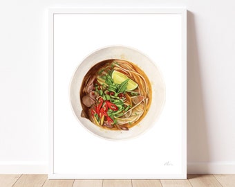 Pho Watercolor Painting Art Print | Asian Food Decor