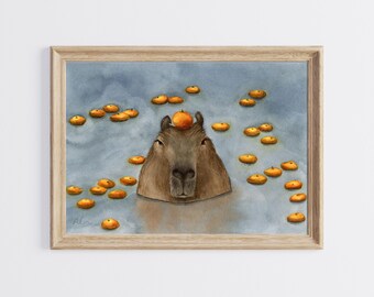 Capybara Watercolor Print | Cute Animal Art