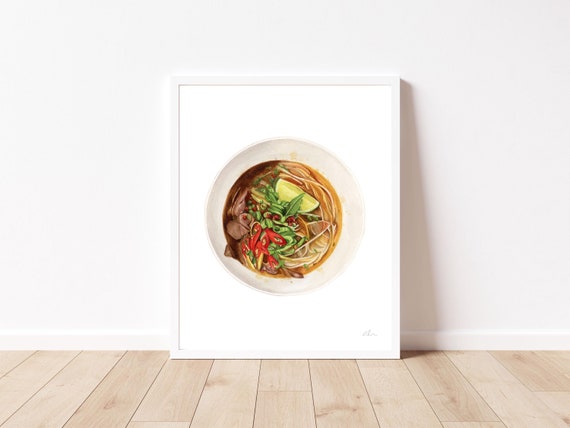 Pho Watercolor Painting Art Print | Asian Food Decor