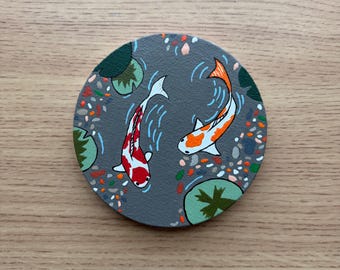 Koi Fish Acrylic Painting | 5” x 5”Handmade Canvas Wall Art | Original Acrylic Artwork