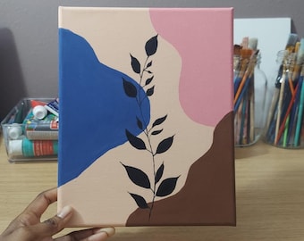 Boho Floral Acrylic Painting | 8x10 Canvas Wall Art