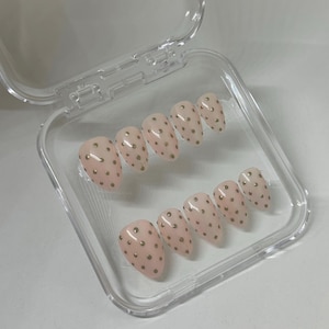 Gold Polka Dots | Handmade Press On Nails | Spotty Nails | Simple Cute Nails | Customisable |
