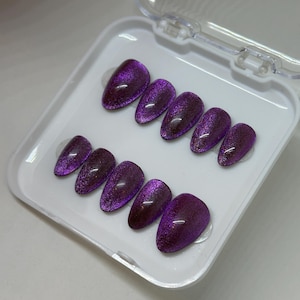 Verre améthyste - Ongles à presser oeil de chat : effet velours violet