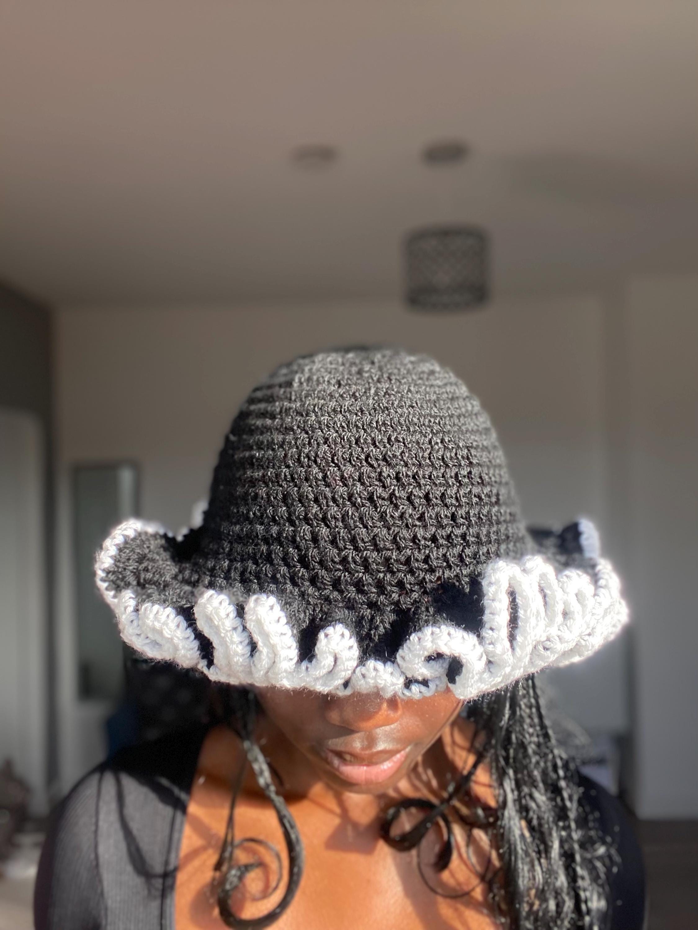 Crochet Ruffle Bucket Hat: Custom Two-tone Summer Hat - Etsy display picture 2