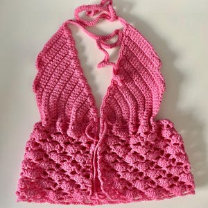 Crochet Halter Top: Handmade Lace Tie-Front