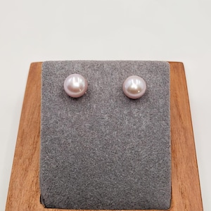 Purple Freshwater Pearl Button Stud Earrings | 6mm | White Gold-Plated .925 Sterling Silver | 1 Pair