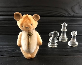 Beiges Teddybär-Spielzeug, Mini-Blythe-Freund, OOAK