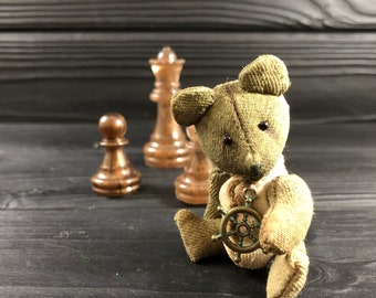 jouet d'ours en peluche en coton vintage, petit ami blythe, jouet d'ours miniature OOAK